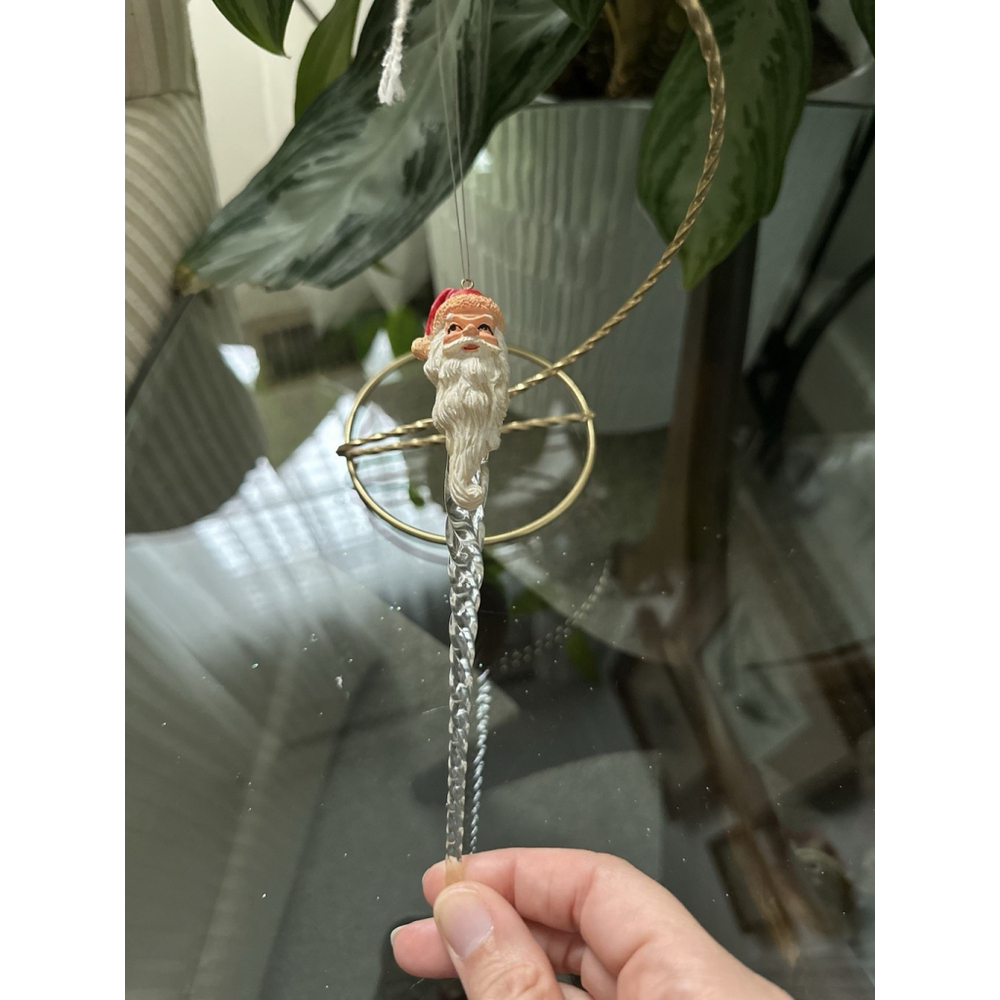 Santa Face Icicle Hanging Christmas Tree Ornaments 9" Long